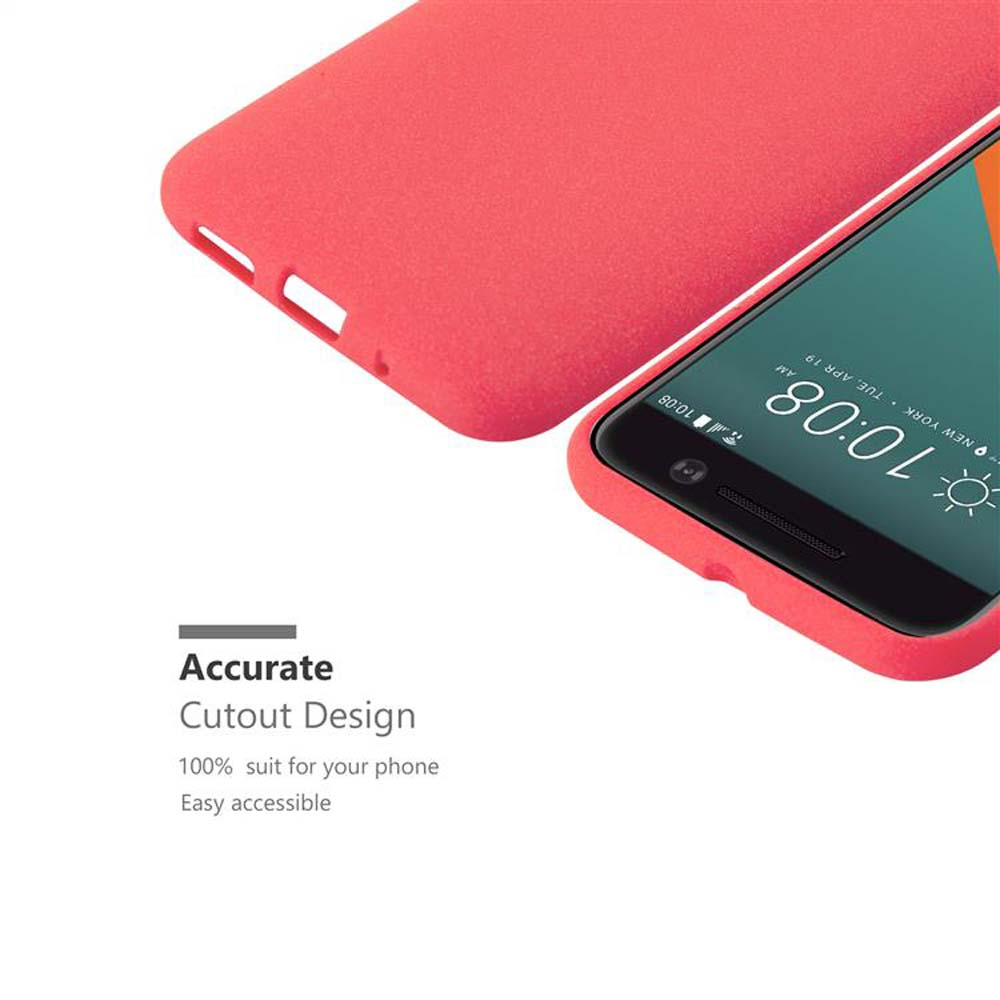 Custodia e telefono rossi insieme, che mostrano il telefono alle 10:08 e un design preciso.