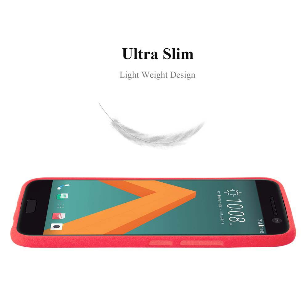 Un telefono rosso con una custodia rossa. Segno ULTRA SLIM.