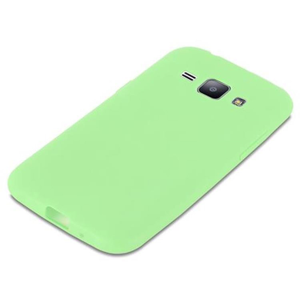 Custodia verde per telefono. Copre la parte posteriore e i lati del telefono.