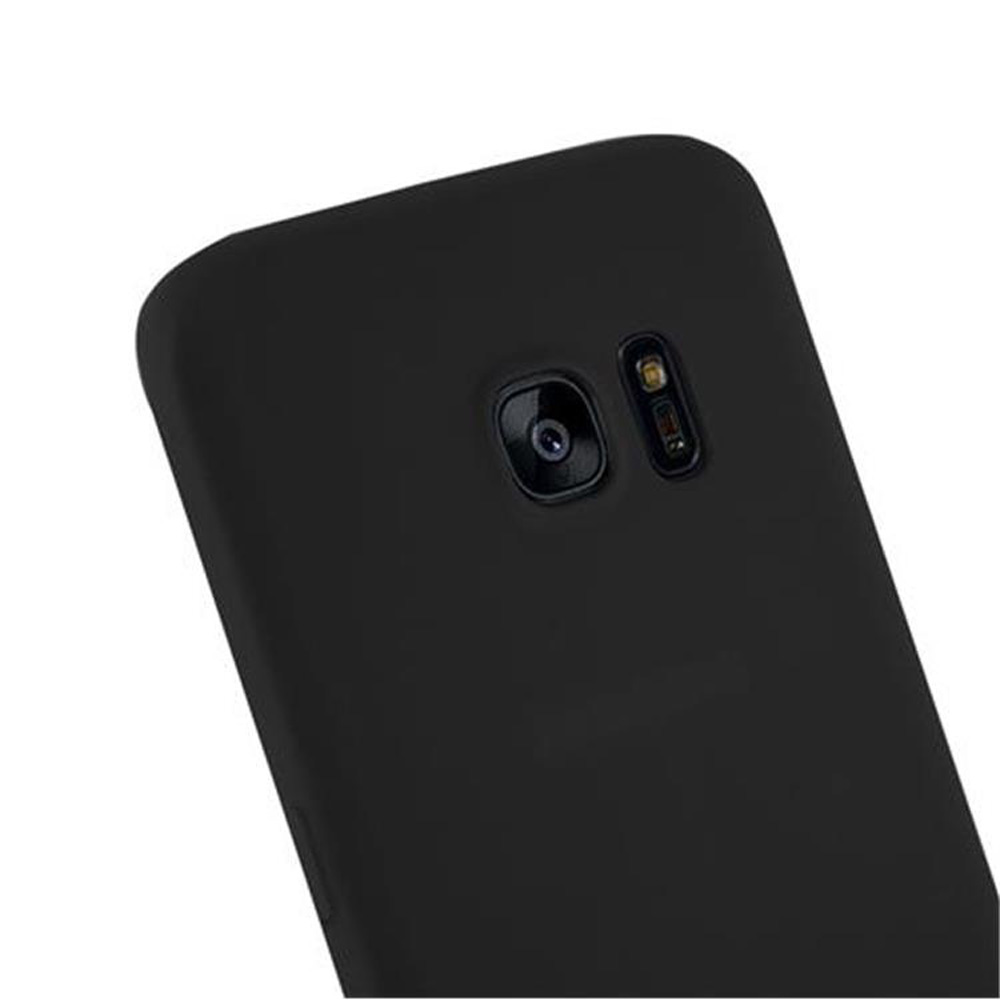 Parte trasera de teléfono negro, cámara y flash visibles. Diseño elegante, superficie negra sólida.