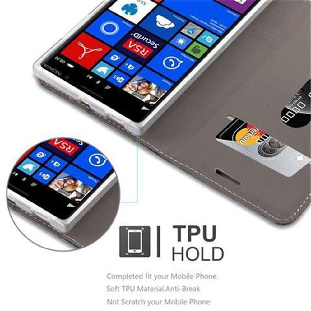 Telefono in custodia a portafoglio grigia con carta di credito. Interfaccia. Supporto TPU.