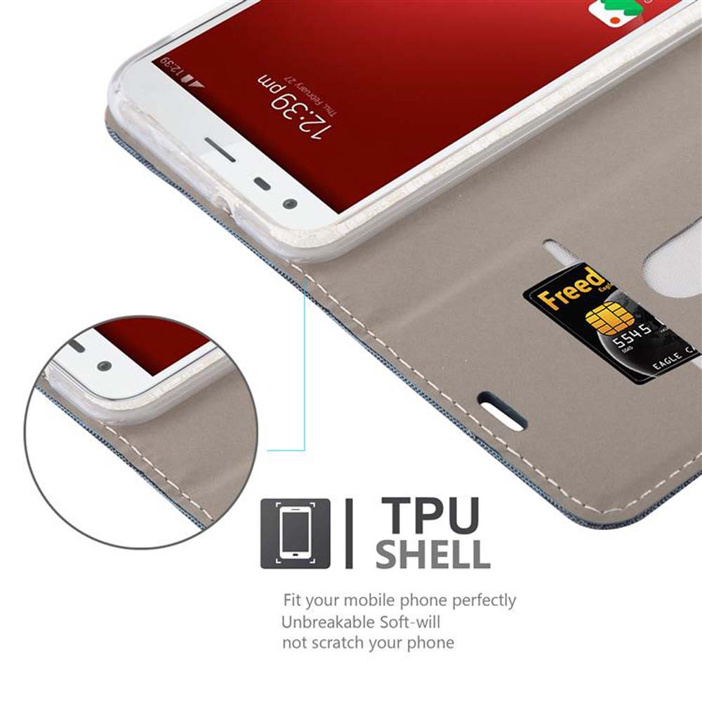 Telefono in custodia grigia, mostra lo schermo. Testo: TPU Shell. Adatta perfettamente il tuo cellulare.