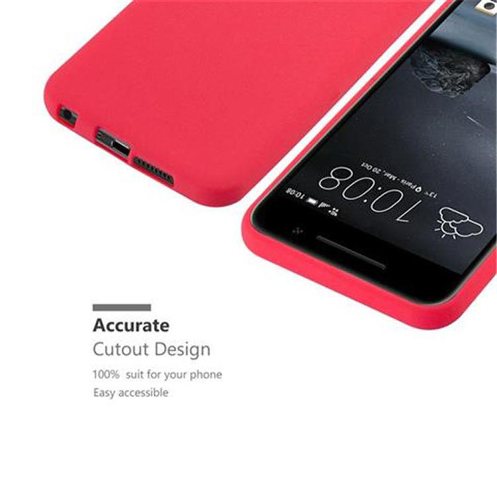 Vengono mostrati una custodia rossa per telefono e un telefono. Il testo recita 'Accurate Cutout Design' e 'Easy accessible'.