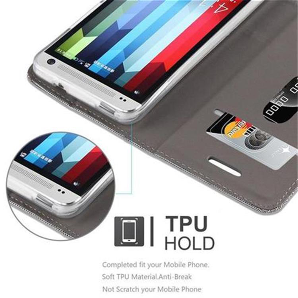 Teléfono en funda. Texto 'TPU HOLD' abajo. El teléfono muestra una pantalla con menú.
