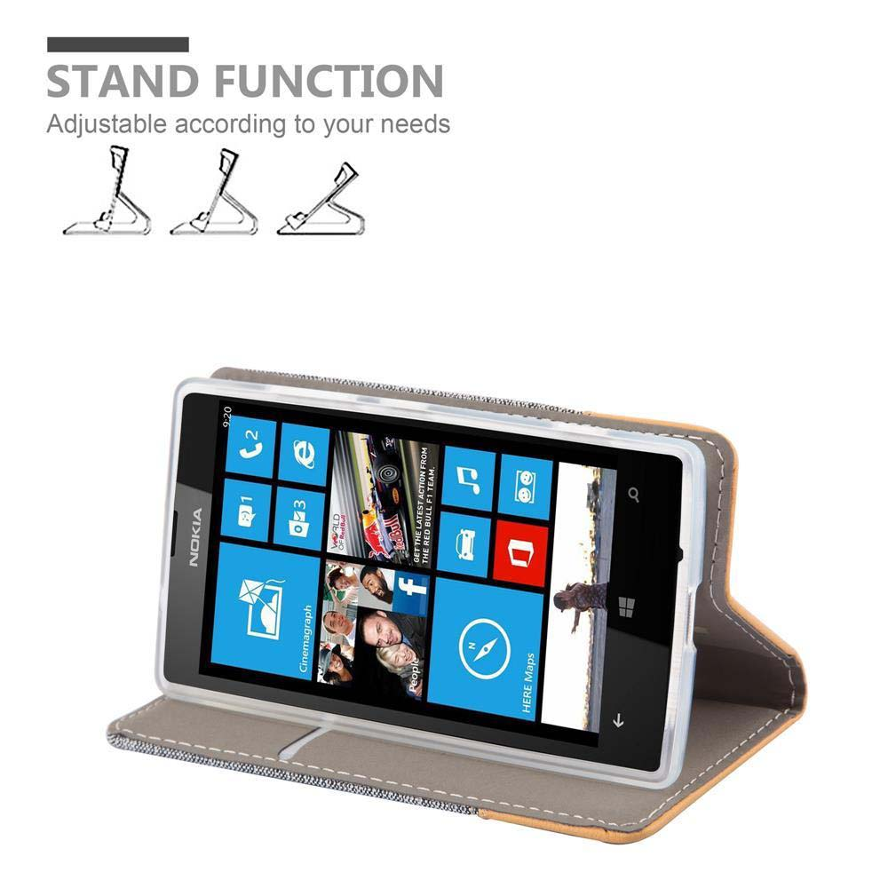 Telefono Nokia con custodia, funzione supporto regolabile. Schermo del telefono con icone app.