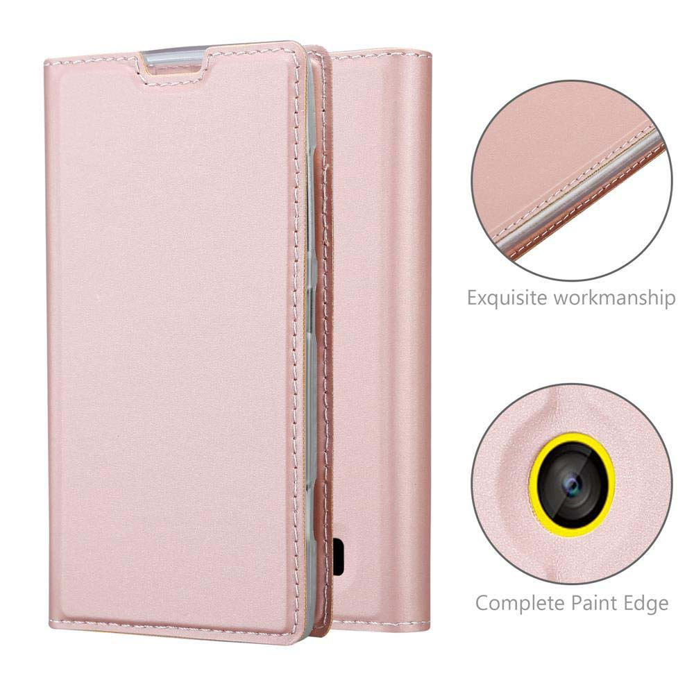 Funda de teléfono rosa, abierta. La funda tiene un círculo para la cámara. Borde de pintura completo y exquisita mano de obra.