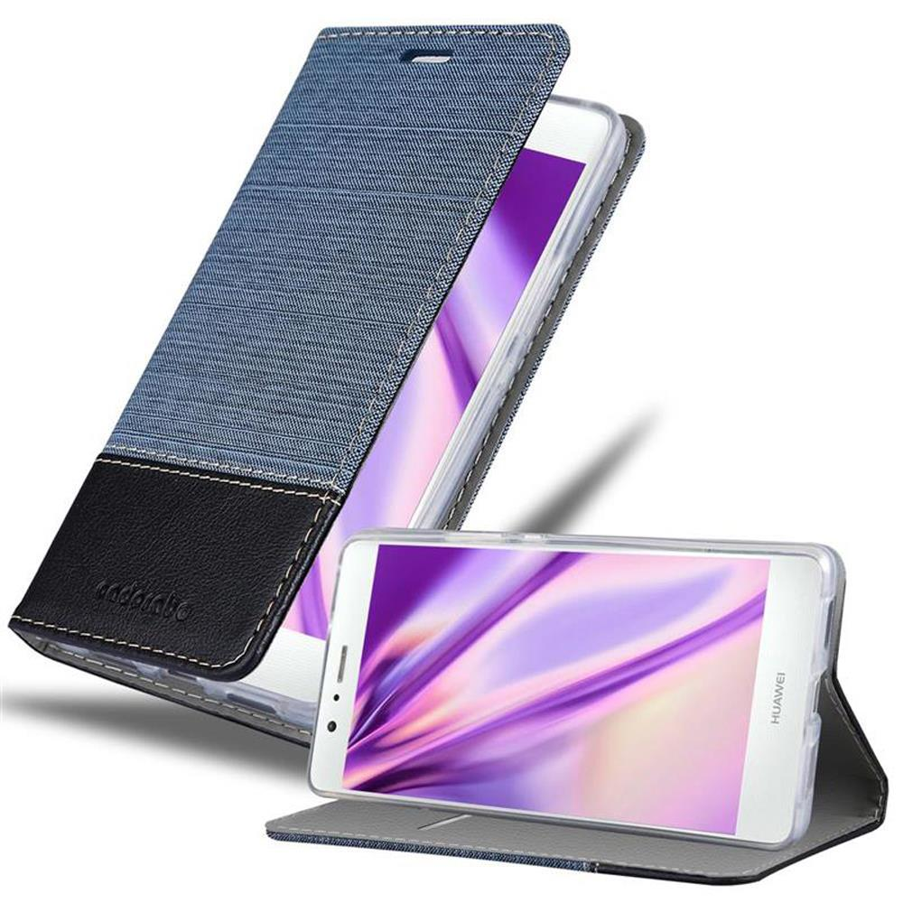 Funda azul y negra para teléfono con teléfono dentro. La funda tiene una tapa abatible. Un segundo teléfono.