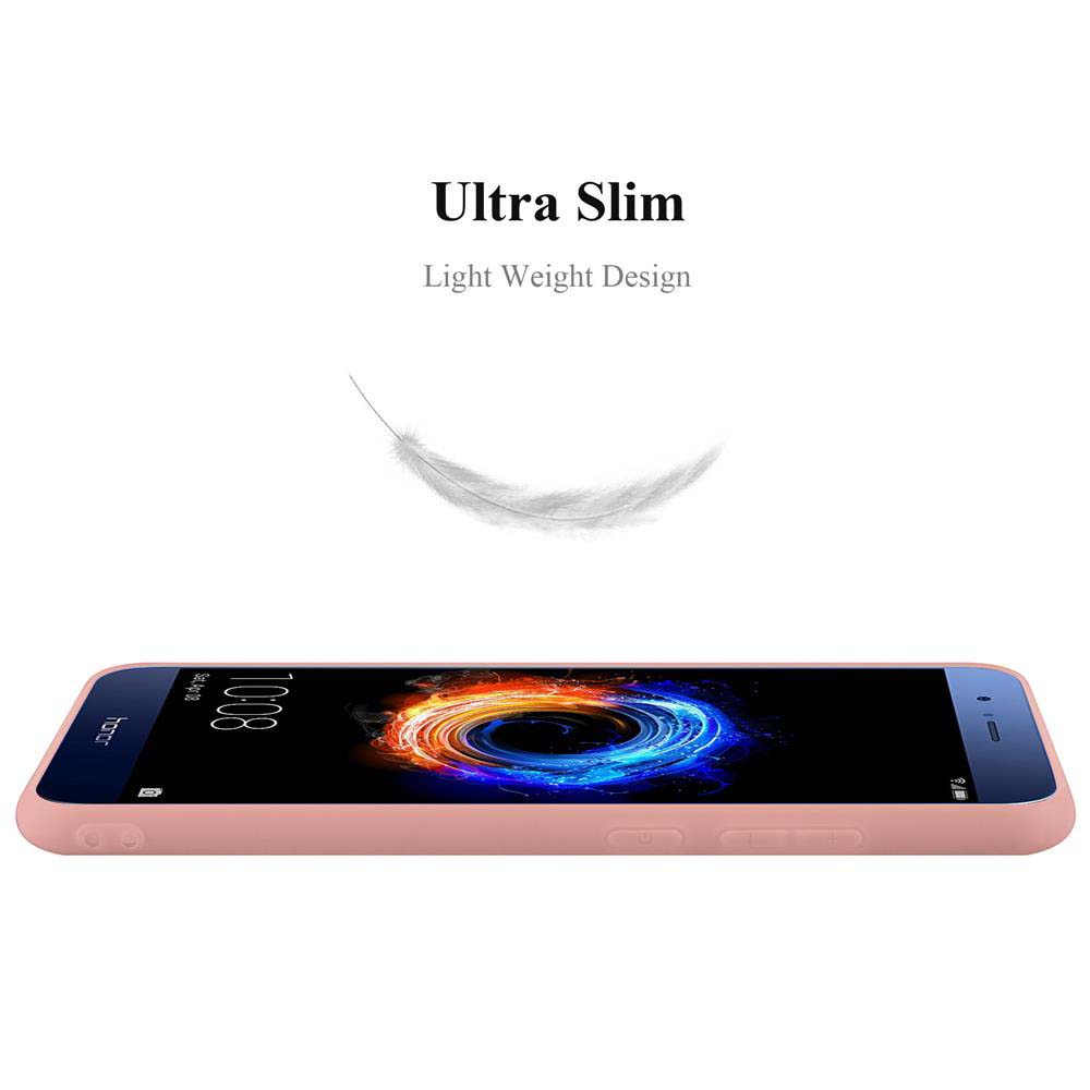 Custodia rosa per telefono, piatta, con grafica a piuma e testo 'Ultra Slim'.