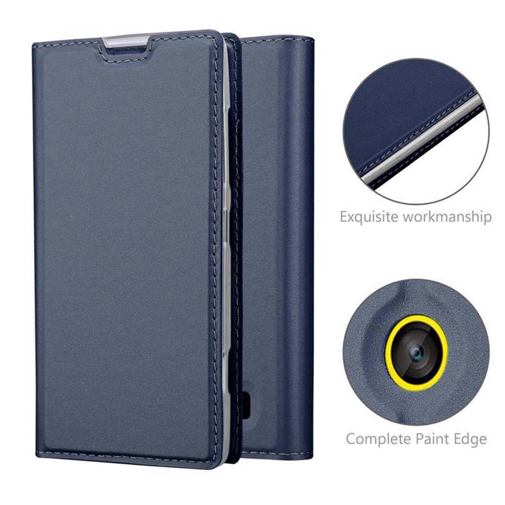 Funda de teléfono azul oscuro con detalles circulares. Se destaca la mano de obra.