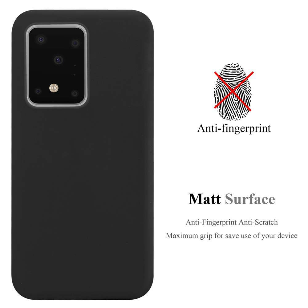 Schwarze Handyhülle mit Anti-Fingerabdruck- und Matt-Oberfläche. Auf weißem Hintergrund.