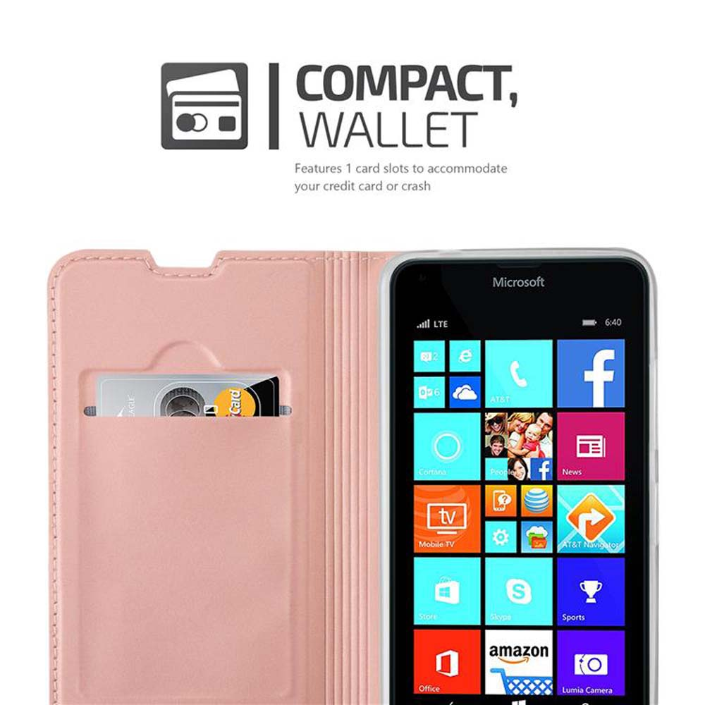 Una funda rosa para teléfono y un teléfono con una pantalla que muestra iconos de aplicaciones. La funda tiene una ranura para tarjetas.