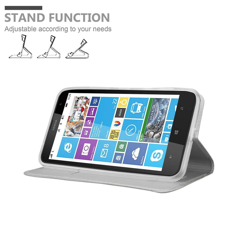 Ein Telefon in einer weißen Hülle wird schräg angezeigt. Die Hülle hat eine Standfunktion mit Diagrammen.