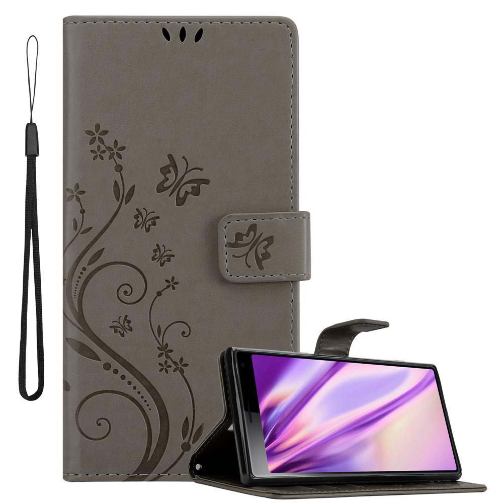 CADORABO Custodia in design floreale con chiusura magnetica, funzione stand e slot per carte CUSTODIA A LIBRO per Xperia 10 / Xperia XA3, Turchese