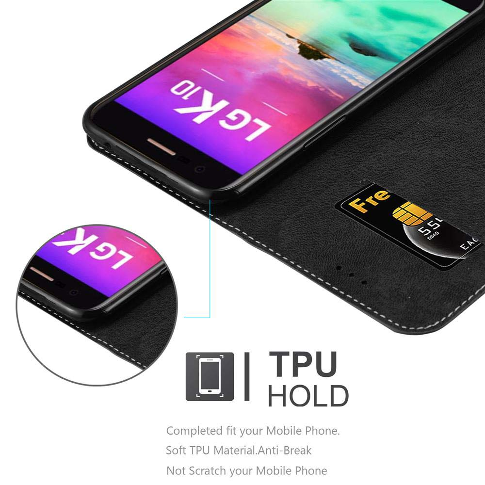 Custodia nera per telefono con telefono all'interno. Testo: TPU Hold. Carta visibile.