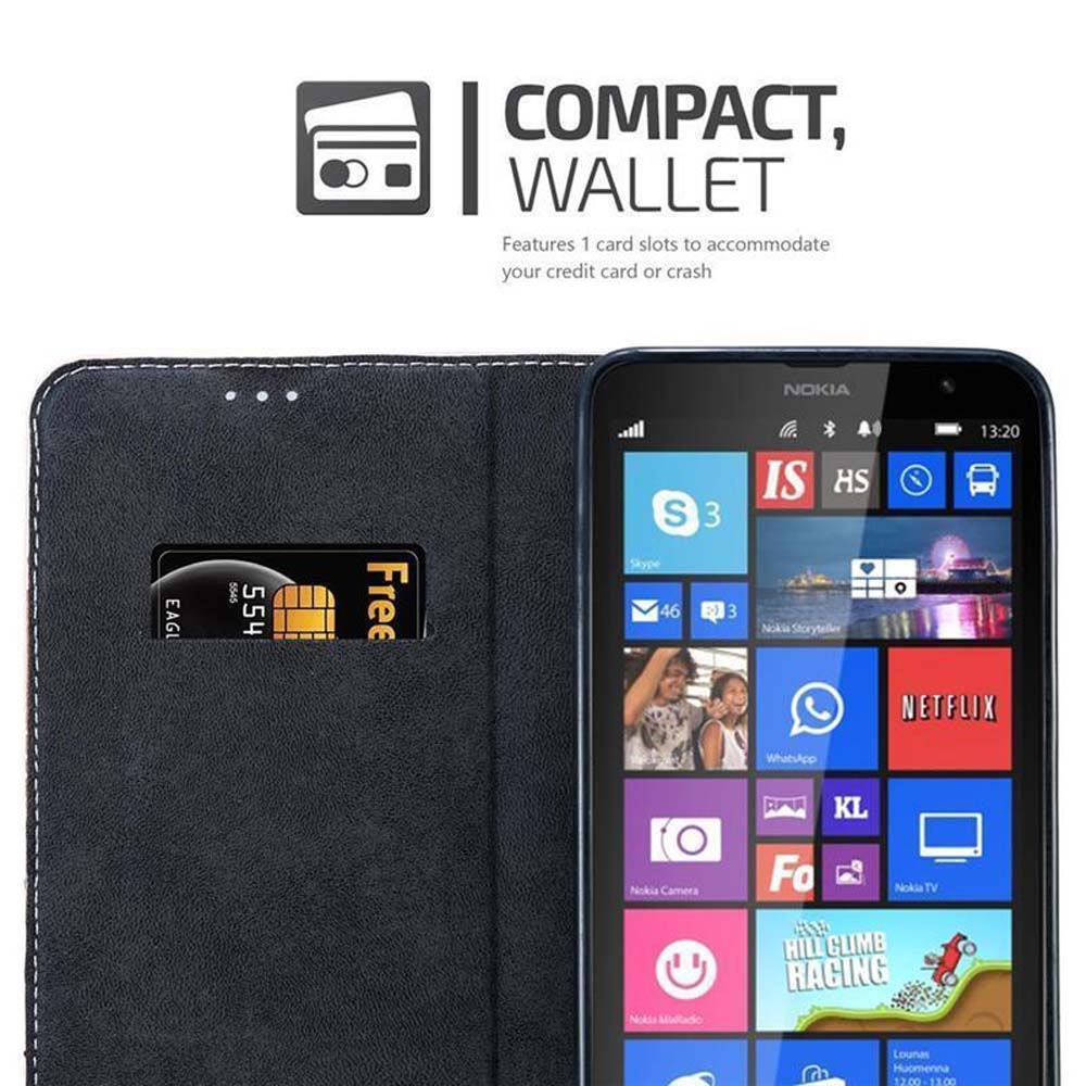 Telefono nero in custodia con carta di credito, mostra menu del telefono con icone.