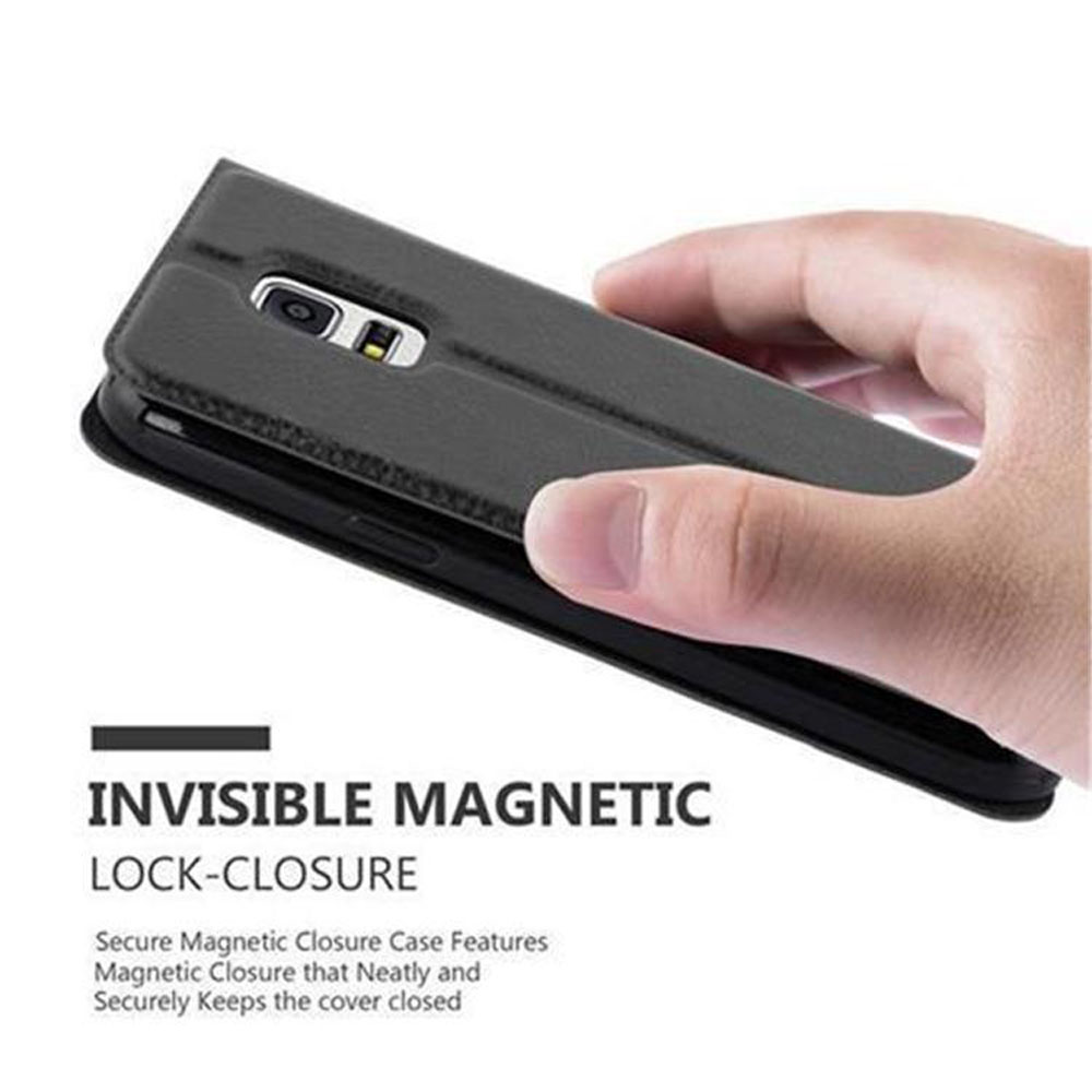 Una funda de teléfono negra con cierre magnético invisible.