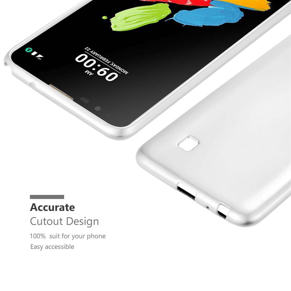 Ein Telefon in einer Hülle zeigt seine Vorderkante. Der Text lautet ACCURATE CUTOUT DESIGN. Das Telefon zeigt die Uhrzeit an.