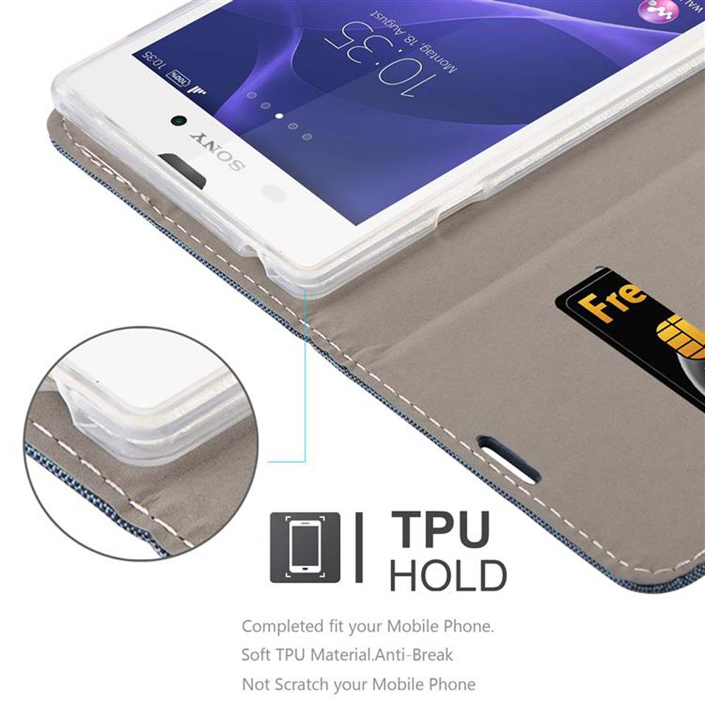 Smartphone en una funda, primer plano con texto: Sujeción TPU.