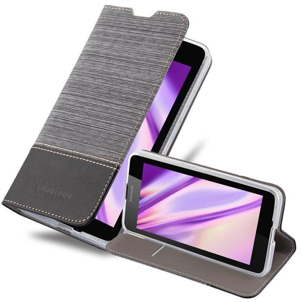 Una custodia per tablet, con il tablet aperto. La custodia è grigia e nera. Il tablet ha uno schermo viola.