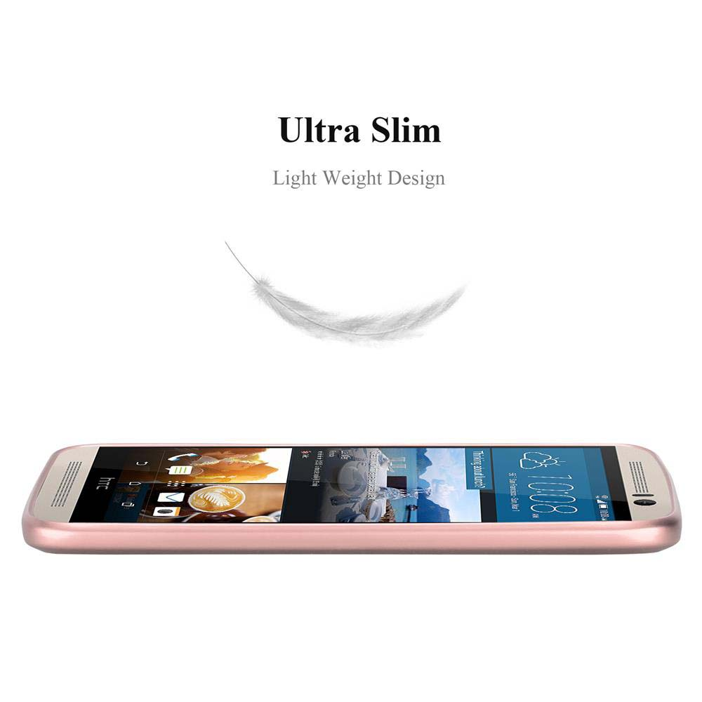 Telefono rosa in una custodia rosa. Lo schermo mostra le app e l'ora 10:08. Piuma bianca sopra il telefono.