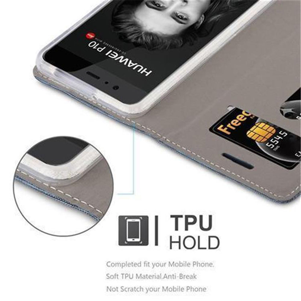 Handyhülle mit Telefon, Kreditkarte im Schlitz und Nahaufnahme des TPU-Halters.