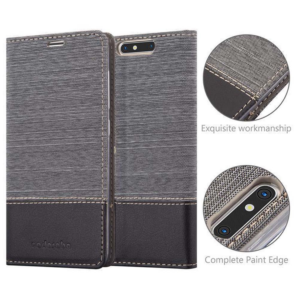 Graue Handyhülle mit Telefon und Details. Exquisite Verarbeitung und vollständiger Farbrand.