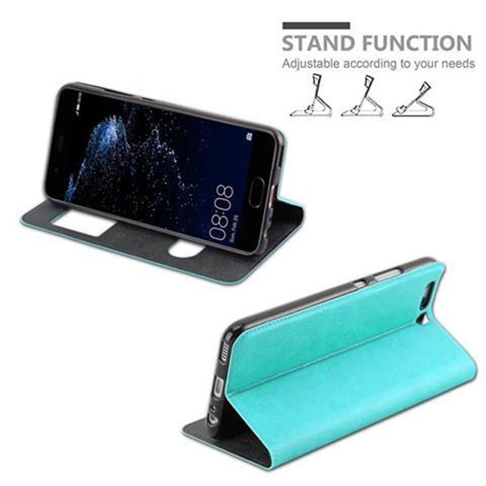 Due telefoni con custodie aperte. Le custodie sono blu. Testo: Funzione stand, regolabile in base alle tue esigenze.