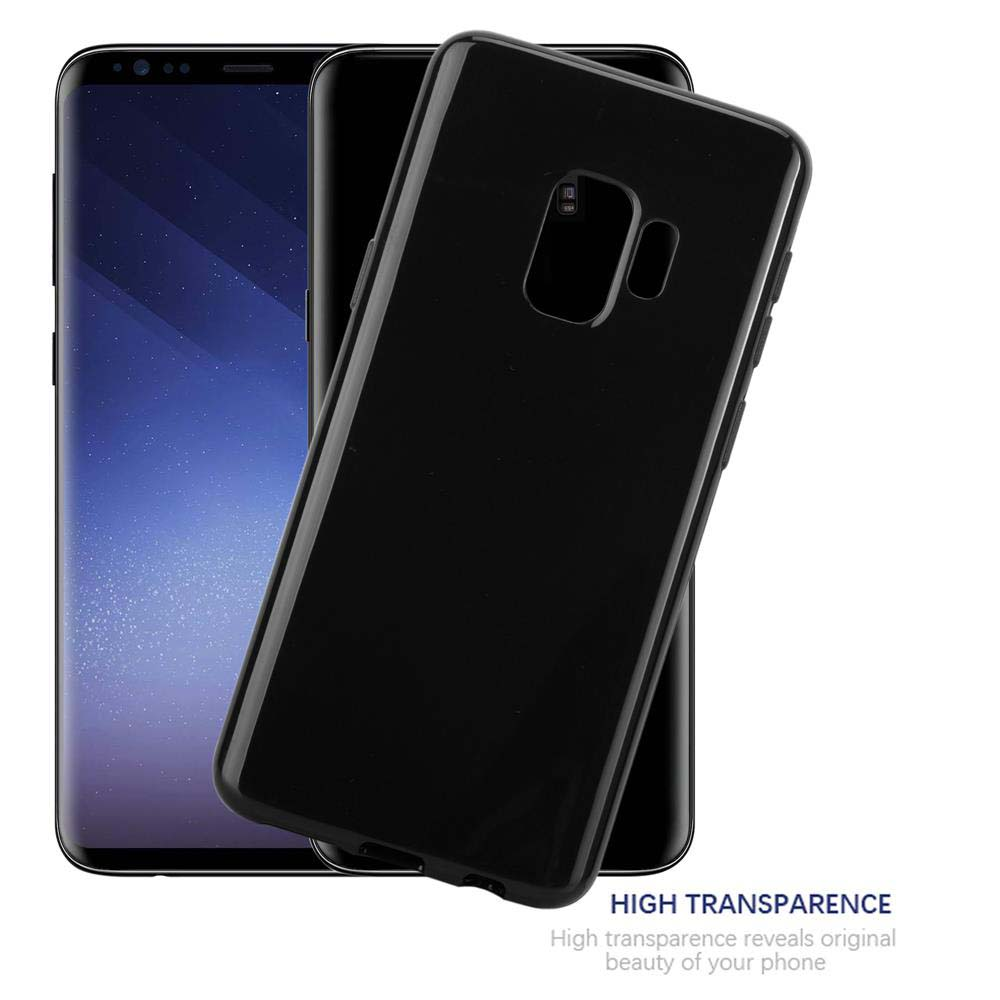 Schwarzes Telefon mit schwarzer Hülle. Die Hülle ist auf hohe Transparenz ausgelegt.