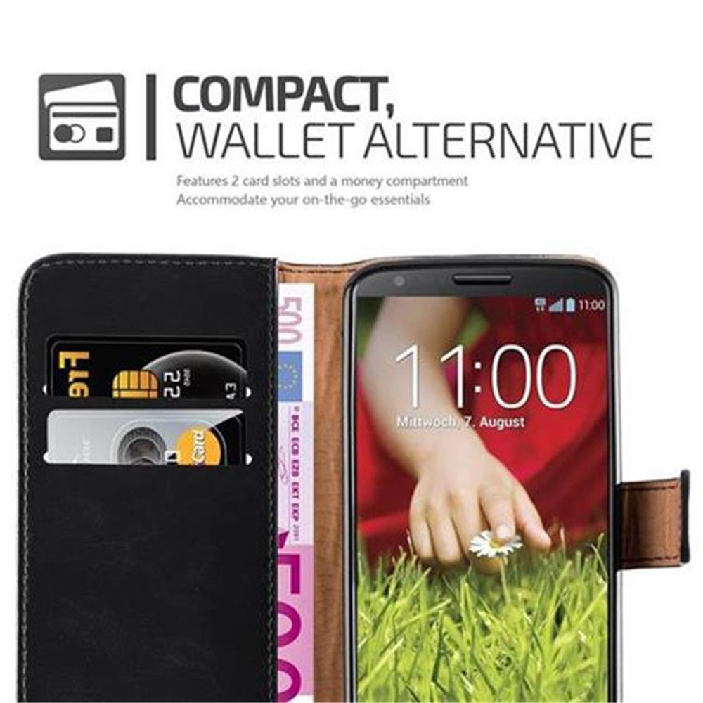 Ein Telefon und eine Brieftaschenhülle werden gezeigt. Die Hülle enthält Karten und Bargeld. Das Telefon zeigt eine Hand mit einer Blume.