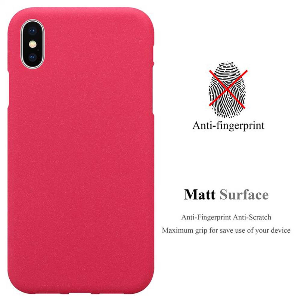 Custodia rossa per telefono. Anti-impronta e superficie opaca. Sfondo bianco.