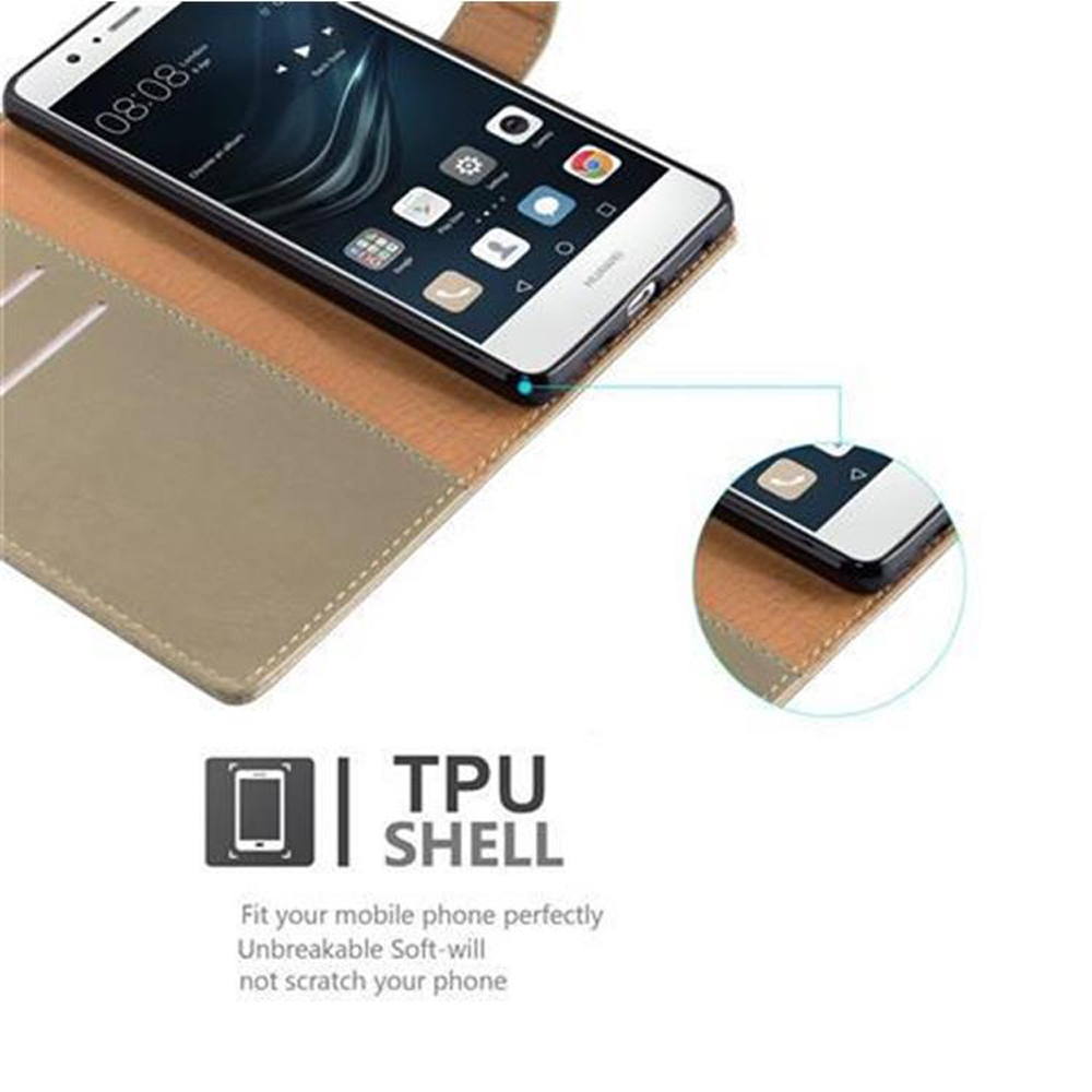 Un teléfono está en una funda. El texto dice 'TPU SHELL' y el teléfono se muestra en ángulo. Muestra un logo 'Huawei'.