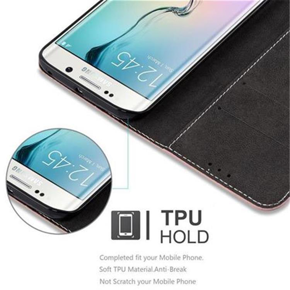 Ein Telefon in einer schwarz-roten Hülle mit den Worten 'TPU HOLD'.