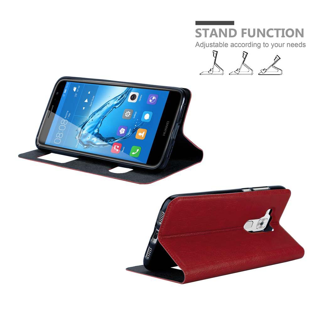 Funda roja para teléfono con teléfono en modo soporte.