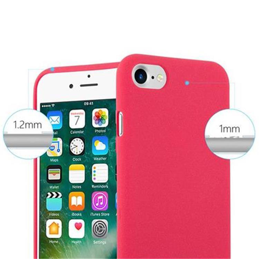 Due telefoni con custodie rosa e display.