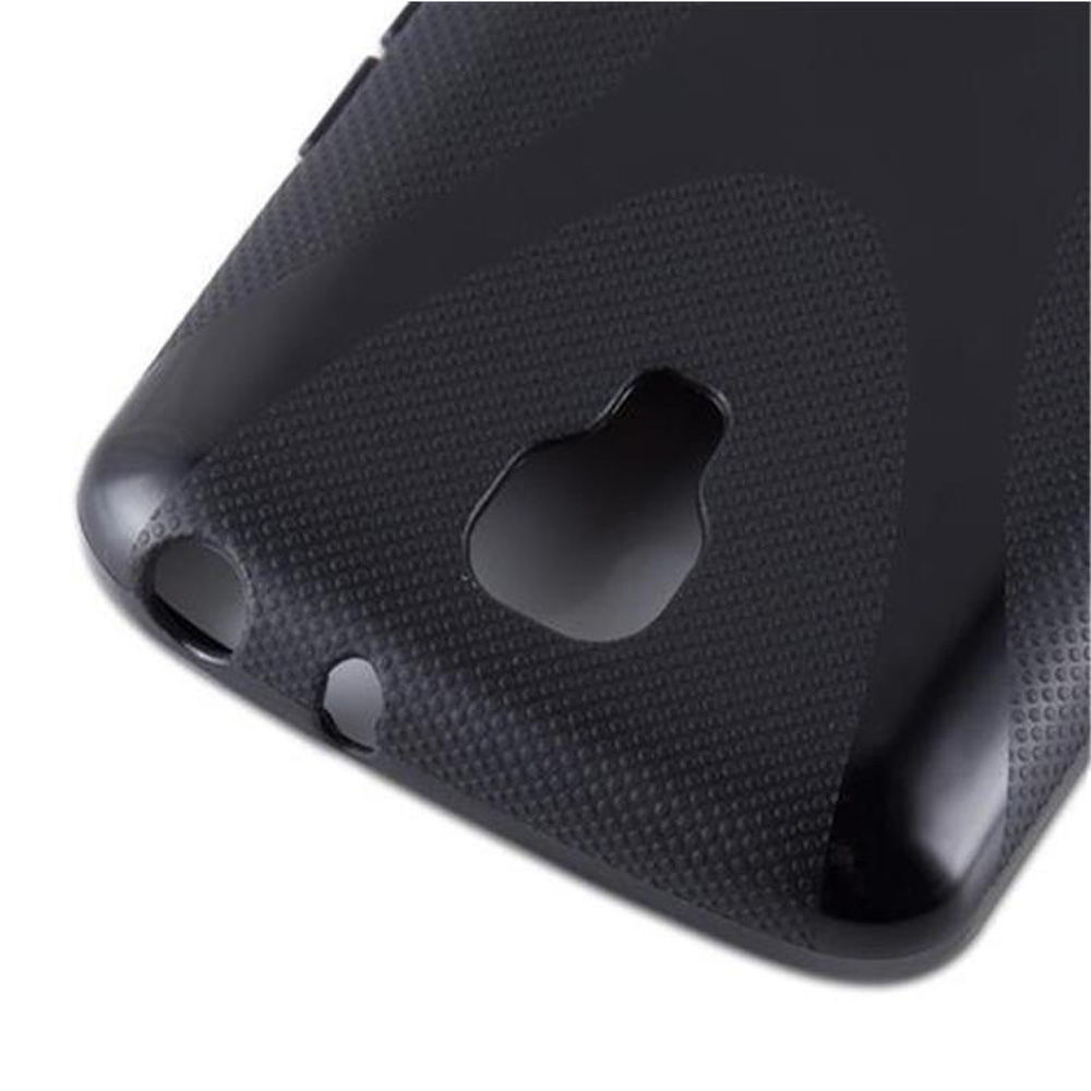 Coque de téléphone noire avec dos texturé. La coque comporte des ouvertures pour l'appareil photo et d'autres fonctionnalités du téléphone.