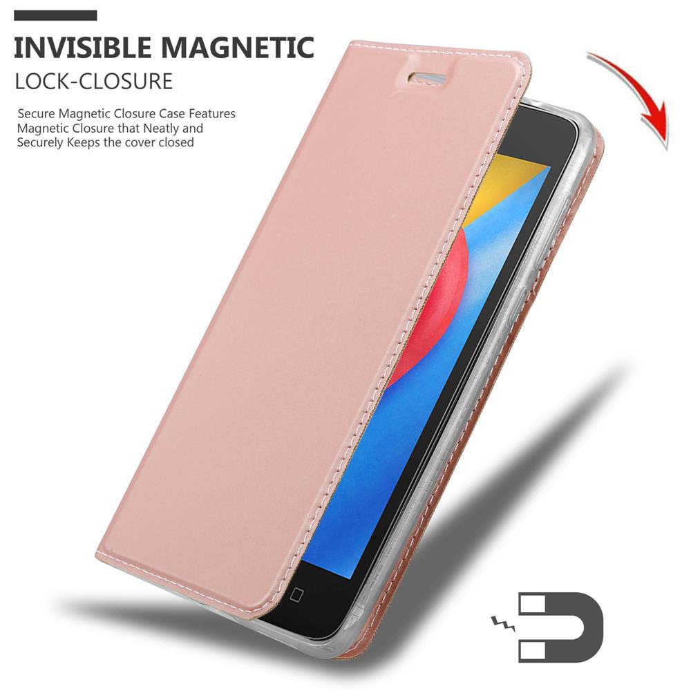 Eine pinkfarbene Handyhülle, die einen unsichtbaren Magnetverschluss und einen Telefonbildschirm zeigt.