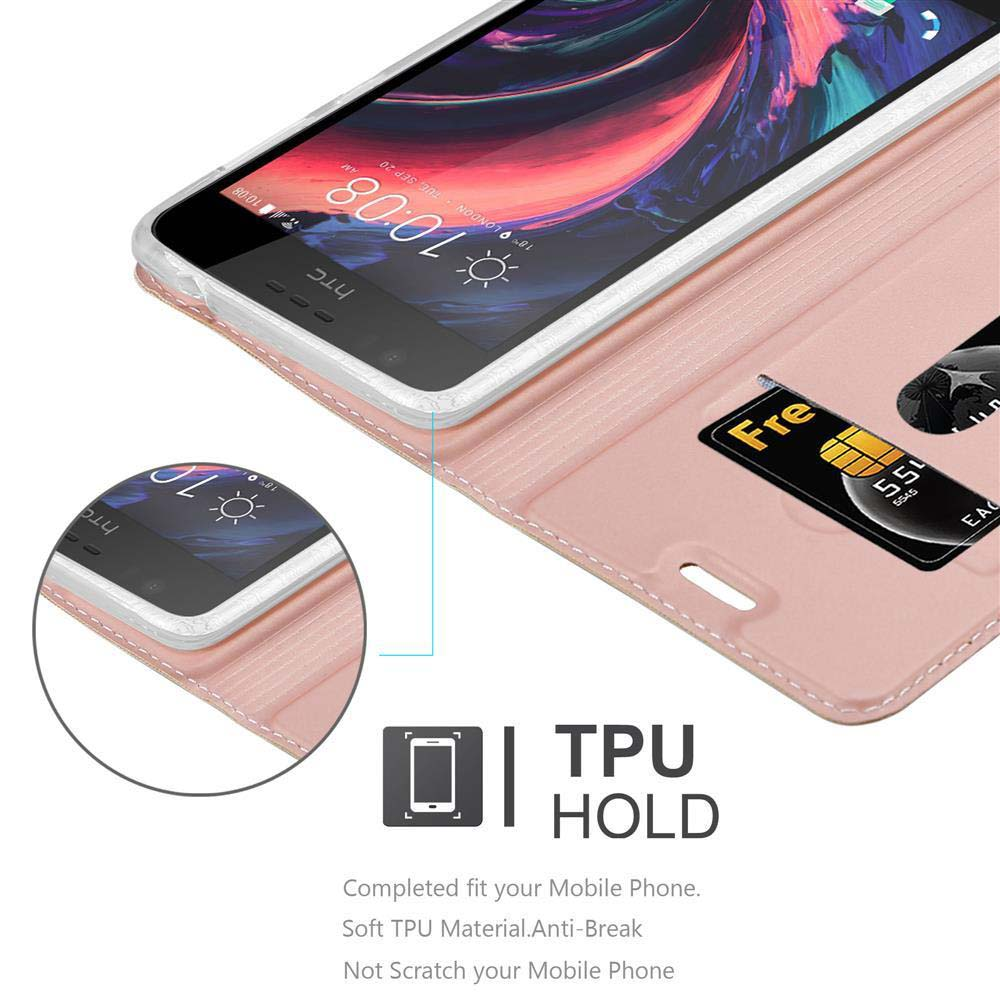 Telefono all'interno di una custodia rosa, che mostra lo schermo e le carte. Supporto TPU e anti-rottura.