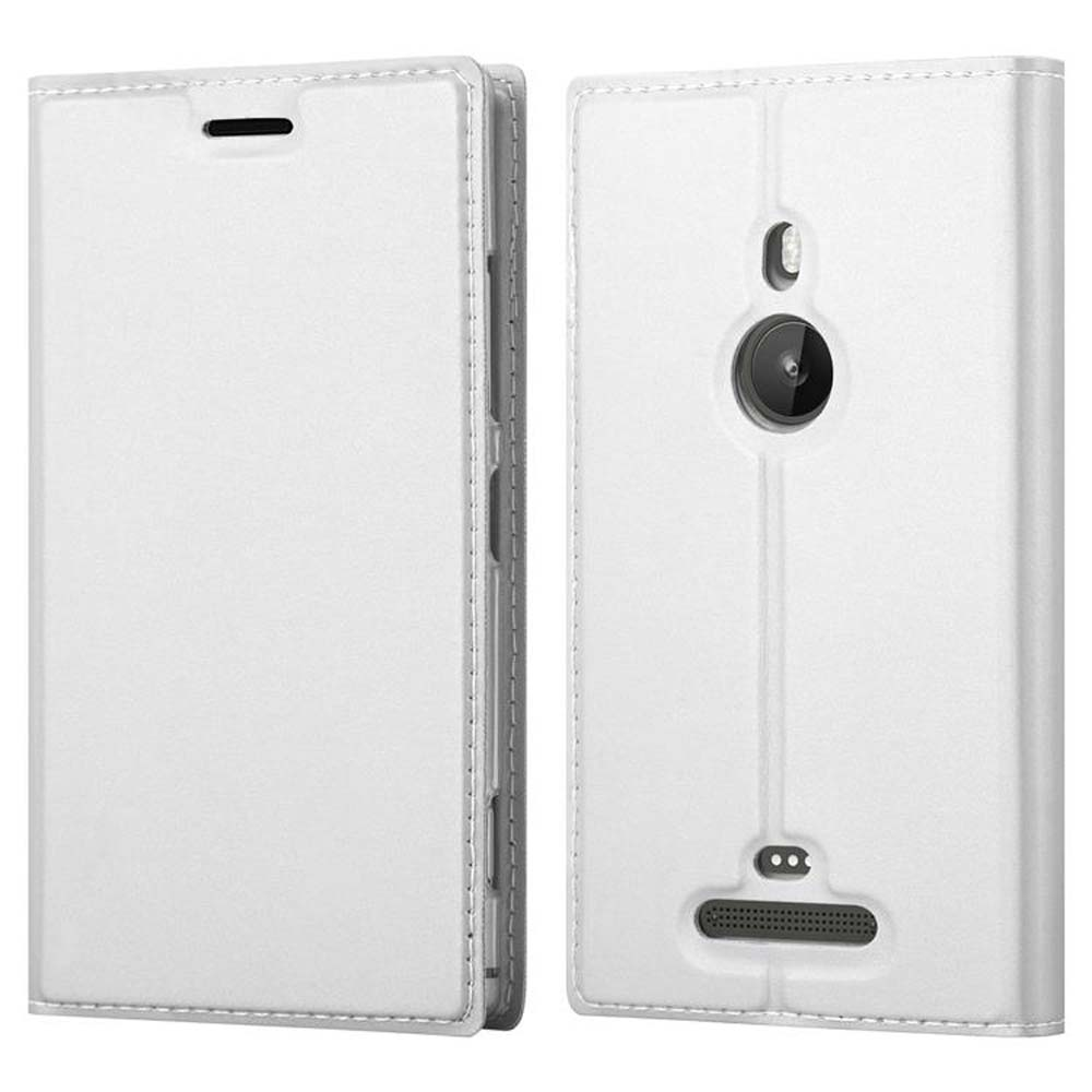 Coque de téléphone blanche, fermée, avec découpes pour caméra et haut-parleur à l'arrière.