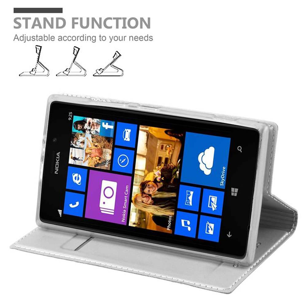 Un téléphone Nokia dans un étui blanc, ouvert pour afficher l'écran. L'étui peut tenir debout.
