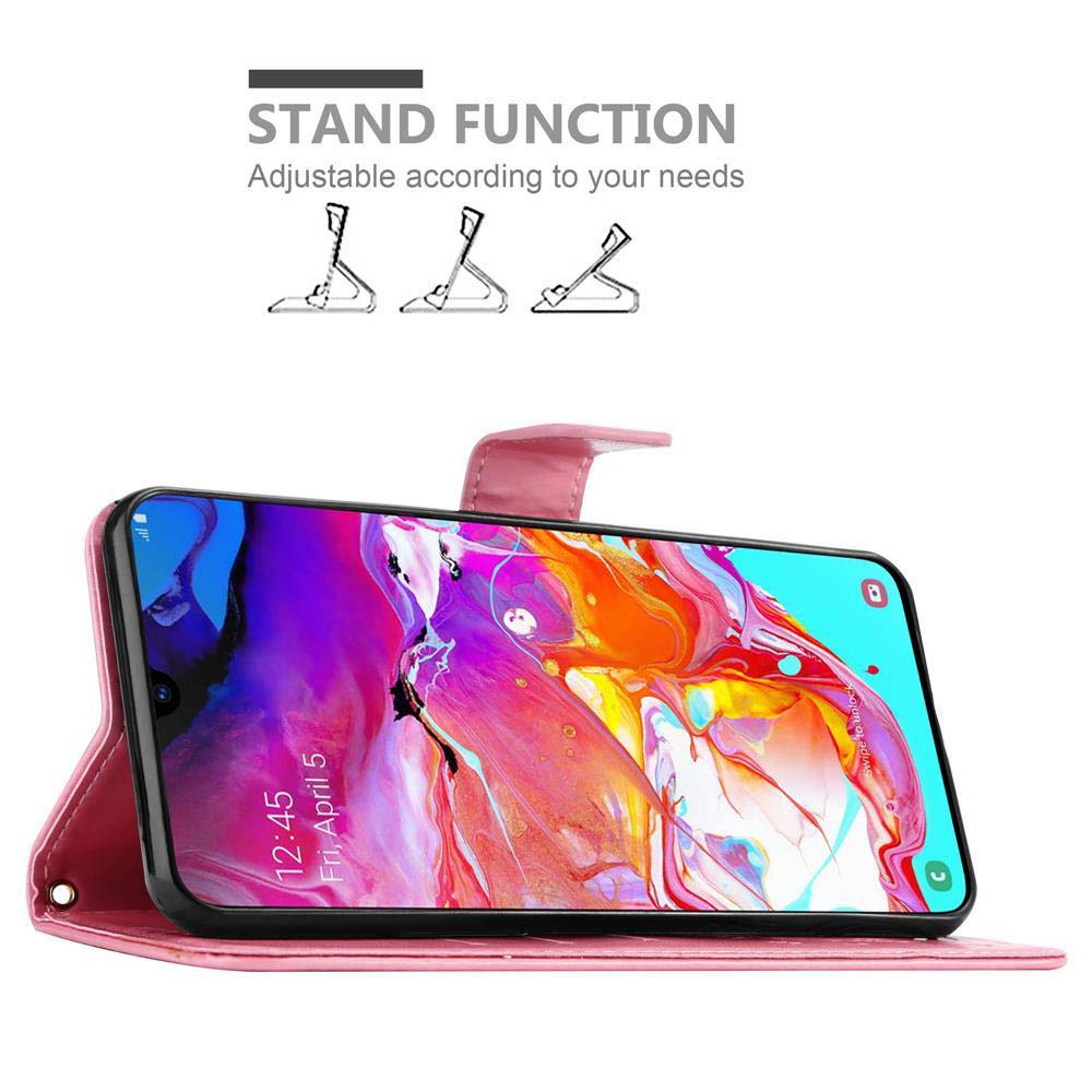 Un telefono in una custodia a portafoglio, aperto e che mostra lo schermo, può essere utilizzato come supporto.