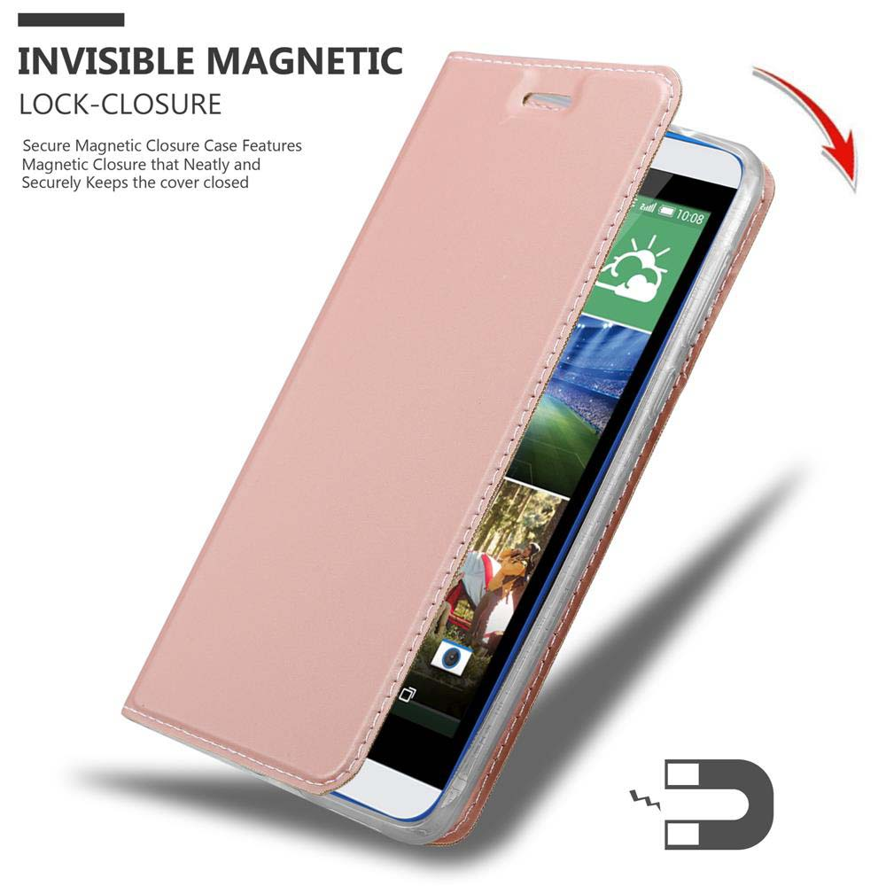 Handyhülle mit Telefon. Die Hülle ist rosa und hat einen Magnetverschluss. Der Bildschirm ist sichtbar.