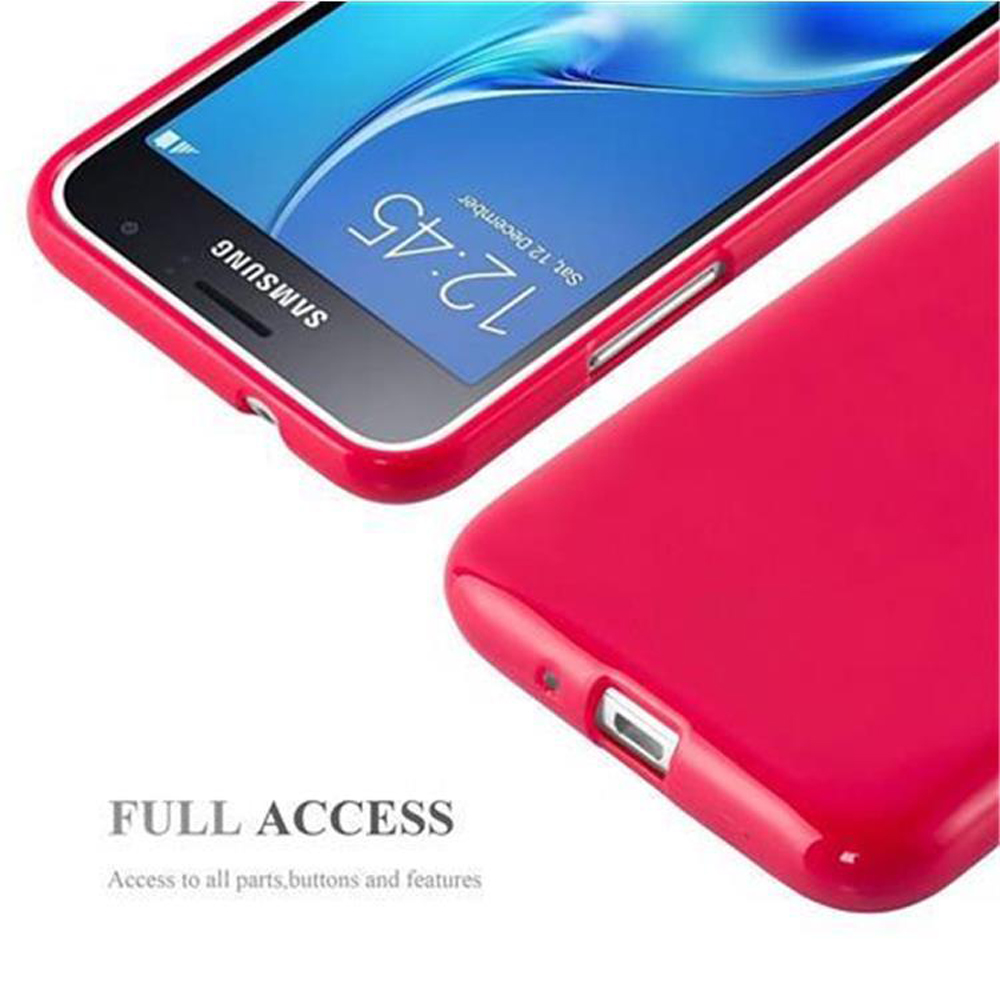 Rotes Telefon mit roter Hülle. Voller Zugriff auf alle Teile und Funktionen.