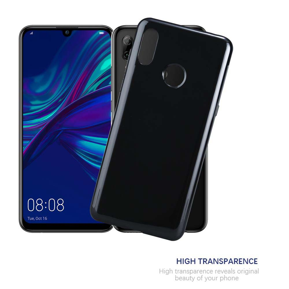 Un telefono davanti a una custodia nera. Testo: ALTA TRASPARENZA.
