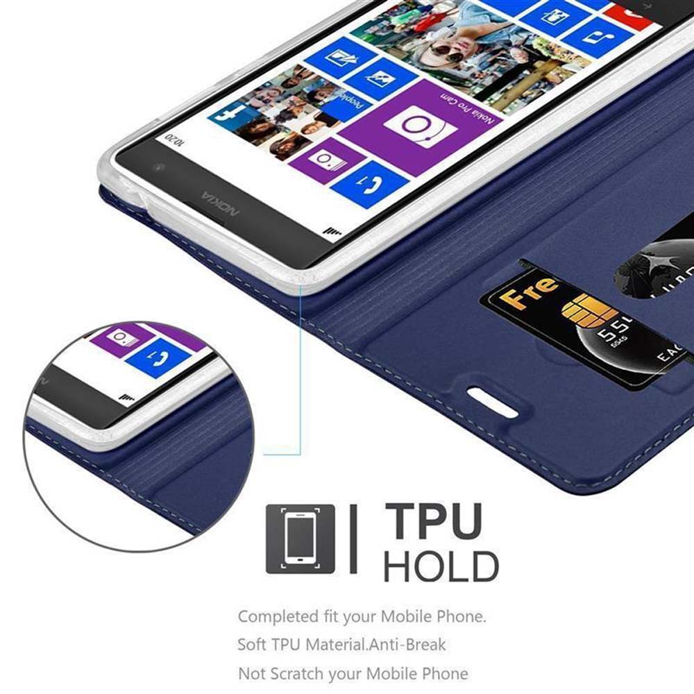 Telefono in una custodia, con un logo TPU HOLD. La custodia è aperta.