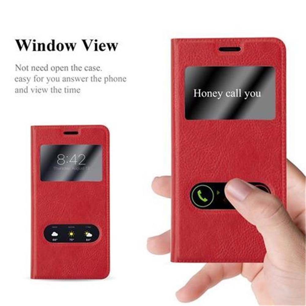 Custodia rossa con finestra. Testo: 'Honey call you'.