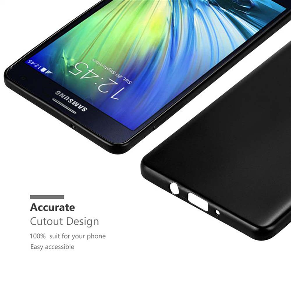 Teléfono y funda negros. La pantalla del teléfono muestra la hora y la fecha. Diseño de recorte preciso.