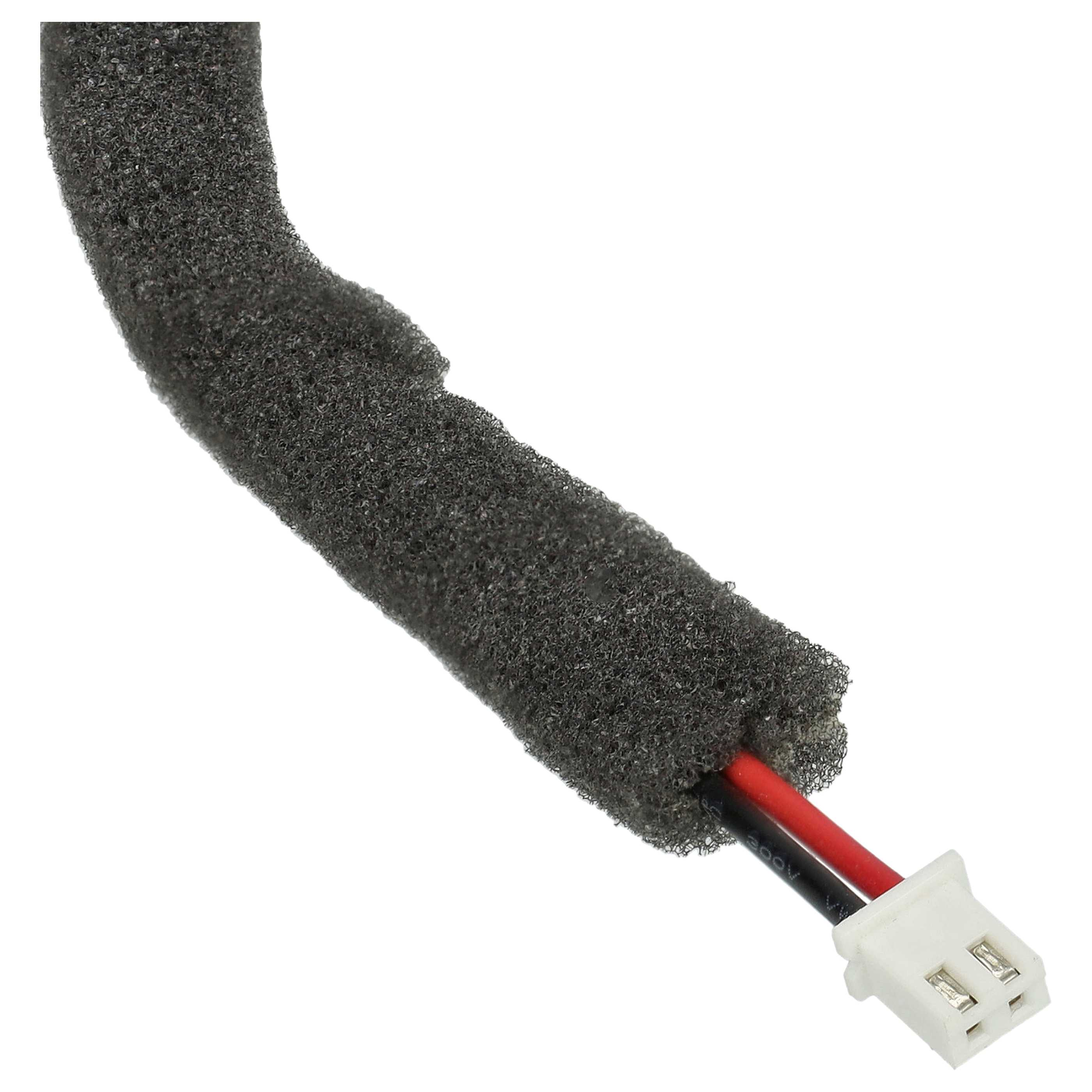 Grauer Schaumstoffschlauch mit zwei Drähten und einem weißen Stecker.