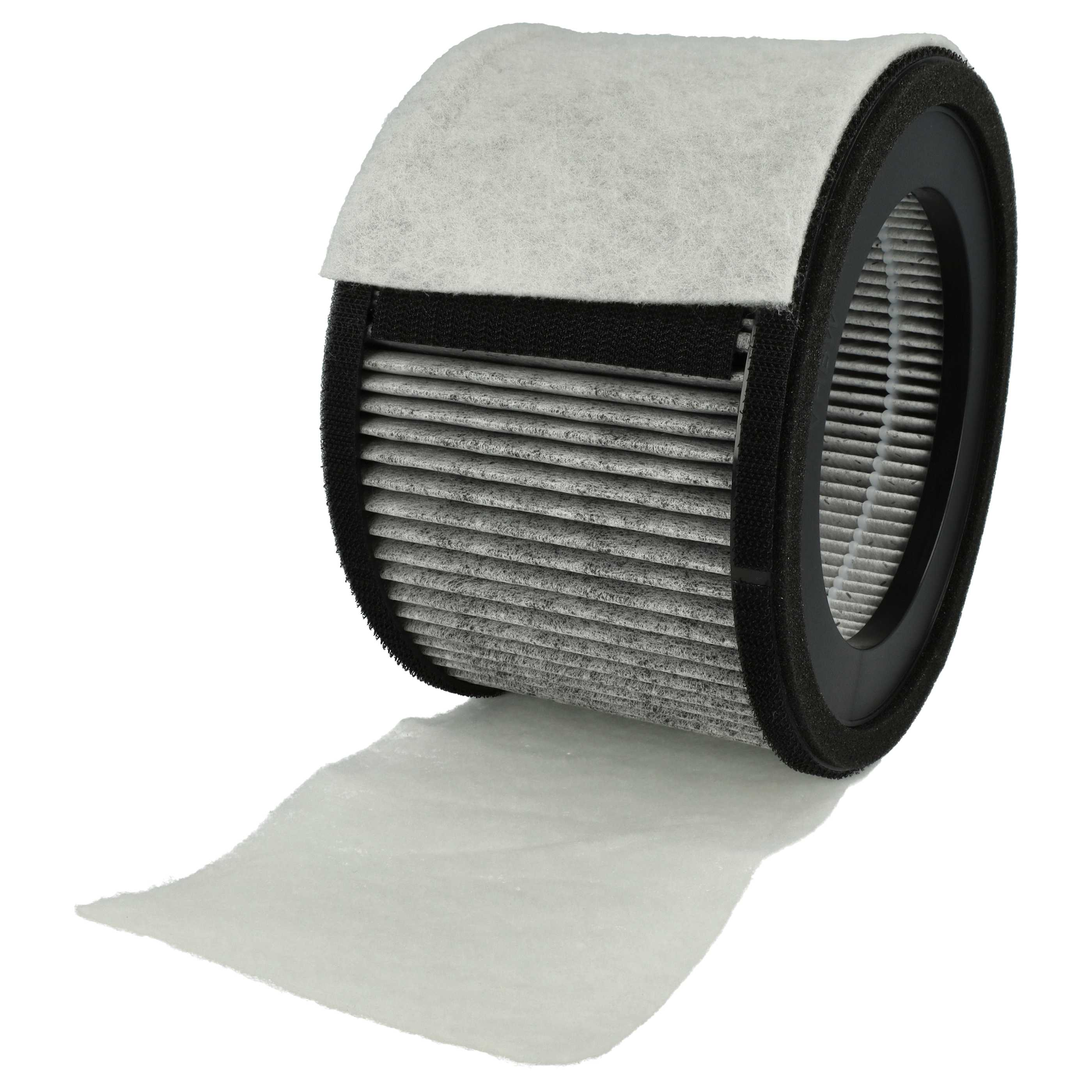 Luftfilter mit angebrachtem weißem Filter. Der Filter ist schwarz und grau.