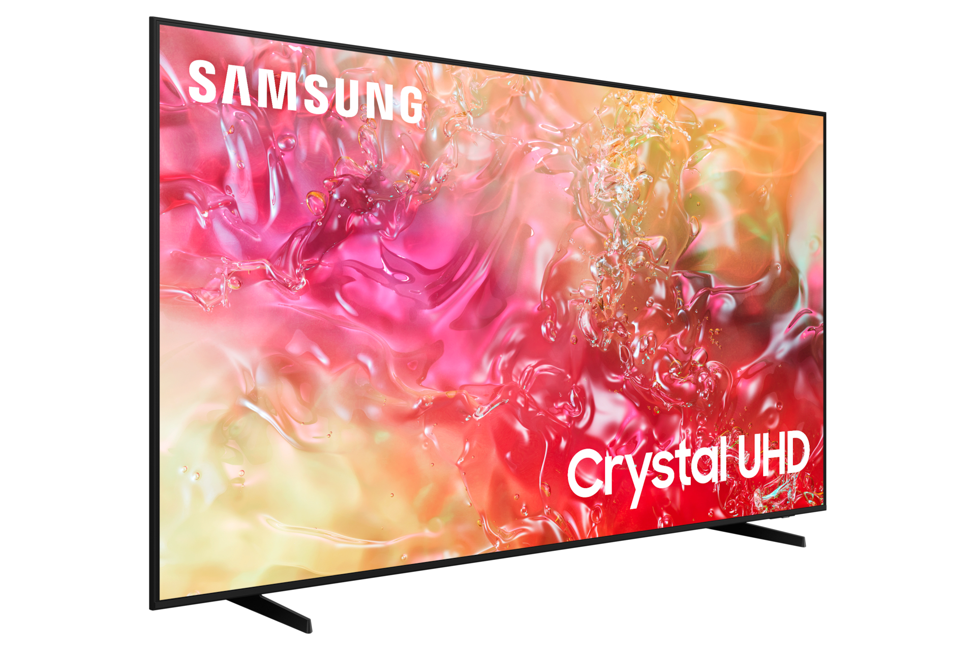TV Samsung Crystal UHD, mostra un'immagine astratta colorata.