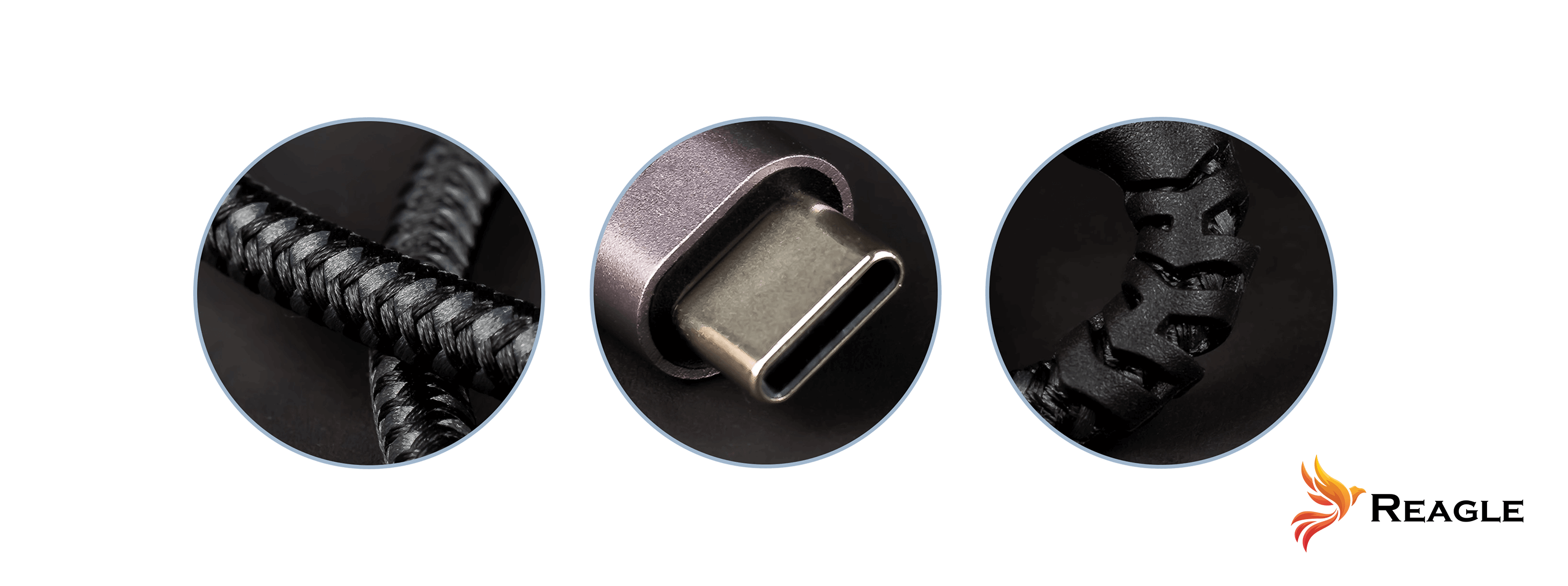 Zbliżenie kabla USB-C, pokazujące szczegóły kabla i złącza.